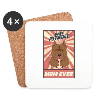 Meilleure maman Pitbull Ever I Pitbull Lover - Dessous de verre (lot de 4) - blanc - Devant