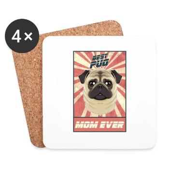 Best Pug Mom Ever I Pug Lover - Coasters (set of 4) - white - Front