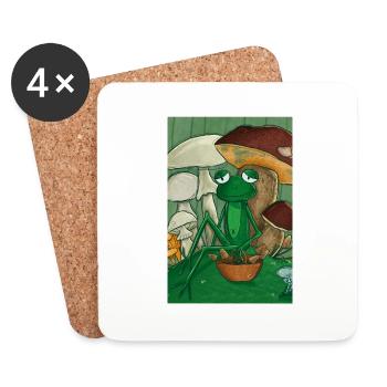 Frosch sammelt Pilze - Untersetzer (4er-Set) - Weiß - Vorne