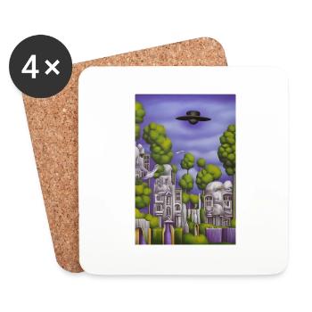 Trees in front of the sky - Coasters (set of 4) - white - Front