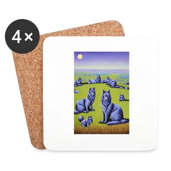 Wolves in a pack - Coasters (set of 4) - white - Front