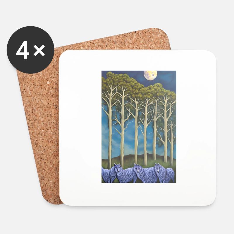 Wolves on the avenue - Coasters (set of 4) - white