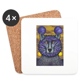 Wolf with moon - Coasters (set of 4) - white - Front