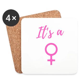 Annonce de bébé - Filles - Grossesse - Dessous de verre (lot de 4) - blanc - Devant