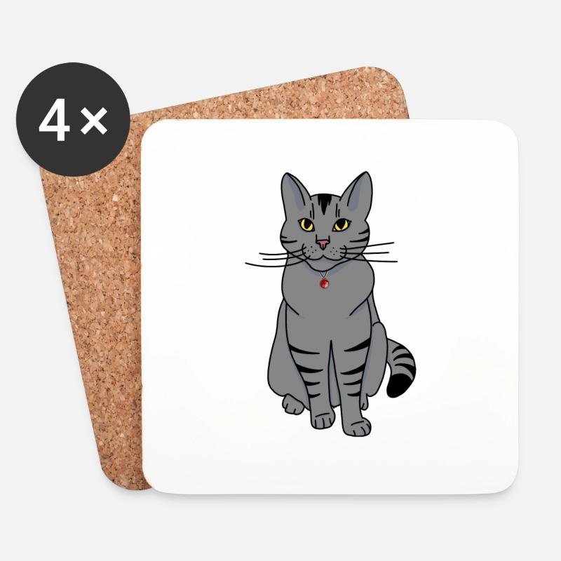 Grey christmas cat - Untersetzer (4er-Set) - Weiß