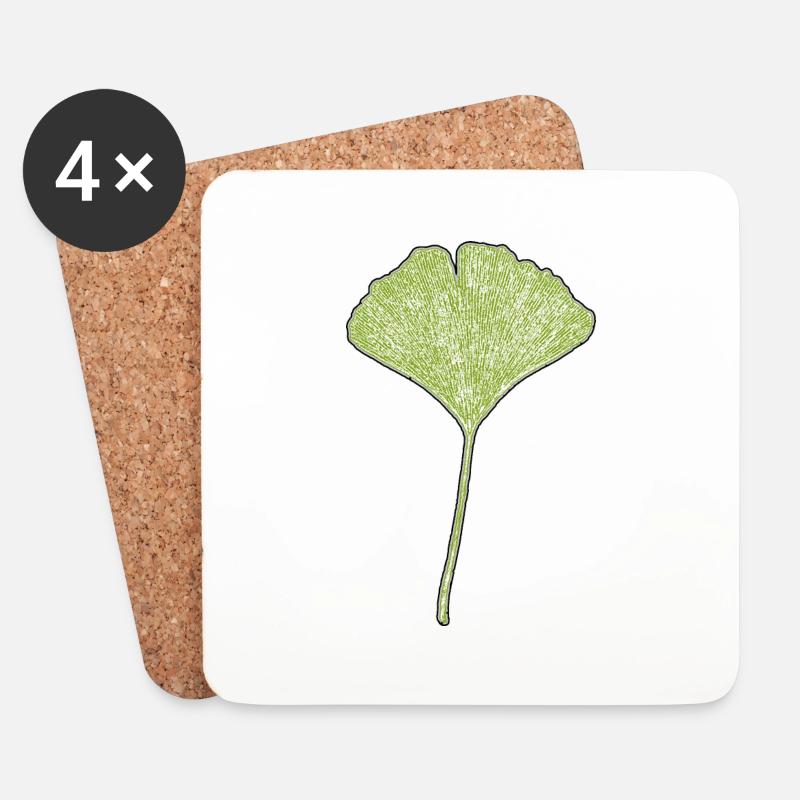 Gingko Blatt - Untersetzer (4er-Set) - Weiß