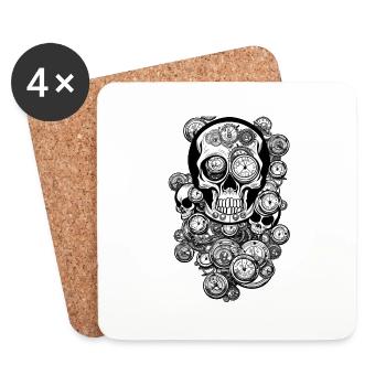 Crazy Steampunk Totenkopf im einzigartigen Design - Untersetzer (4er-Set) - Weiß - Vorne