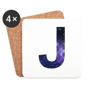 Galaxy J letter Space Stars Gift Idea - Coasters (set of 4) - white - Front