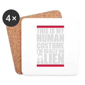 human costume alien Zitat - Untersetzer (4er-Set) - Weiß - Vorne