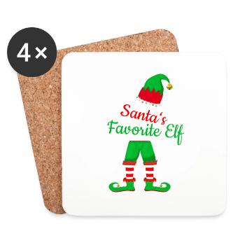 Santa's favorite Elf - Untersetzer (4er-Set) - Weiß - Vorne
