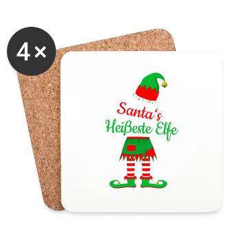Santa's heißeste Elfe - Untersetzer (4er-Set) - Weiß - Vorne