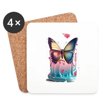 Papillon Fondant - Dessous de verre (lot de 4) - blanc - Devant