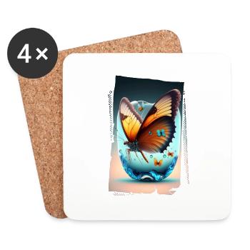 Papillon Fondant - Dessous de verre (lot de 4) - blanc - Devant