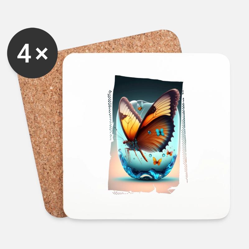 Fondant Butterfly - Coasters (set of 4) - white