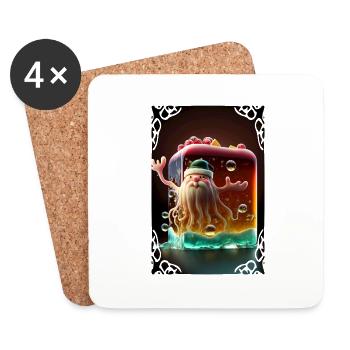 Père Noel en Gelée - Dessous de verre (lot de 4) - blanc - Devant