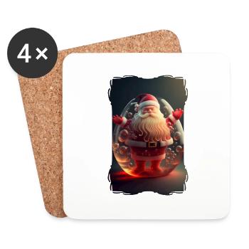 Père Noel en Gelée - Dessous de verre (lot de 4) - blanc - Devant