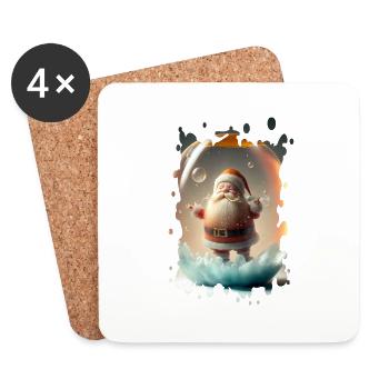 Père Noel en Gelée - Dessous de verre (lot de 4) - blanc - Devant