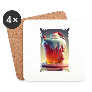 Père Noel en Gelée - Dessous de verre (lot de 4) - blanc - Devant
