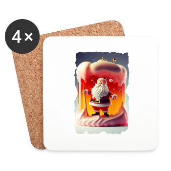 Père Noel en Gelée - Dessous de verre (lot de 4) - blanc - Devant