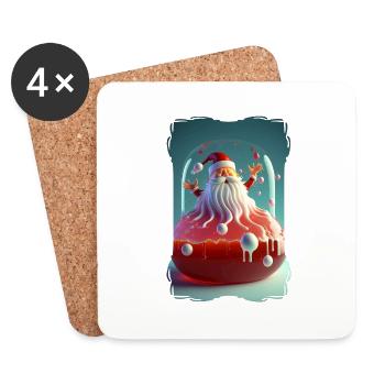 Père Noel en Gelée - Dessous de verre (lot de 4) - blanc - Devant