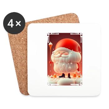 Père Noel en Gelée - Dessous de verre (lot de 4) - blanc - Devant