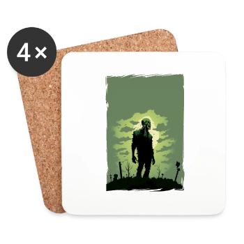Zombie Illustration Minimalist Design - Coasters (set of 4) - white - Front