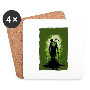 Zombie Illustration Minimalistisches Design - Untersetzer (4er-Set) - Weiß - Vorne