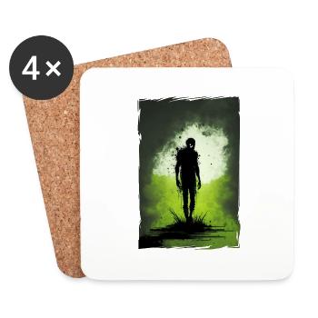 Zombie Illustration Minimalistisches Design - Untersetzer (4er-Set) - Weiß - Vorne
