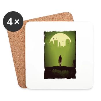 Zombie Illustration Minimalistisches Design - Untersetzer (4er-Set) - Weiß - Vorne