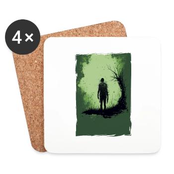 Zombie Illustration Minimaliste Design - Dessous de verre (lot de 4) - blanc - Devant