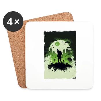 Zombie Illustration Minimaliste Design - Dessous de verre (lot de 4) - blanc - Devant