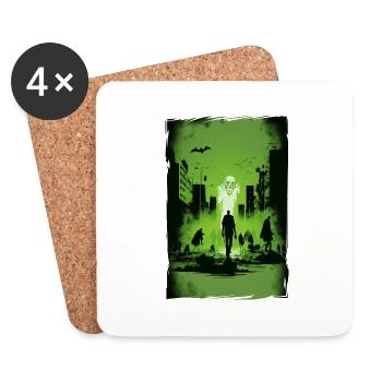 Zombie Illustration Minimaliste Design - Dessous de verre (lot de 4) - blanc - Devant