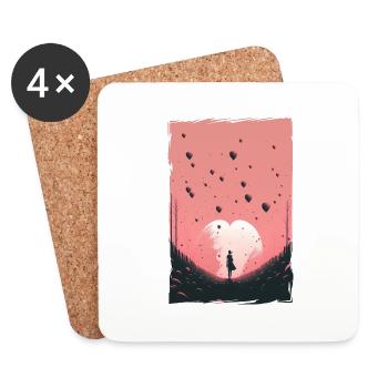 Love Illustration Minimalist Design - Coasters (set of 4) - white - Front