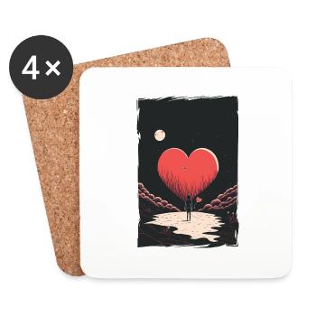 Amour Illustration Design Minimaliste - Dessous de verre (lot de 4) - blanc - Devant