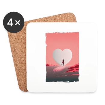 Liebe Illustration Minimalistisches Design - Untersetzer (4er-Set) - Weiß - Vorne