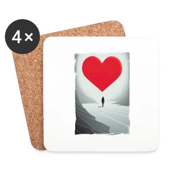 Amour Illustration Design Minimaliste - Dessous de verre (lot de 4) - blanc - Devant
