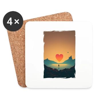 Amour Illustration Design Minimaliste - Dessous de verre (lot de 4) - blanc - Devant
