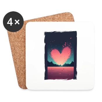 Amour Illustration Design Minimaliste - Dessous de verre (lot de 4) - blanc - Devant