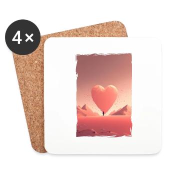 Amour Illustration Design Minimaliste - Dessous de verre (lot de 4) - blanc - Devant
