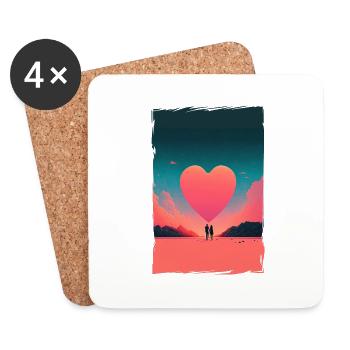 Amour Illustration Design Minimaliste - Dessous de verre (lot de 4) - blanc - Devant