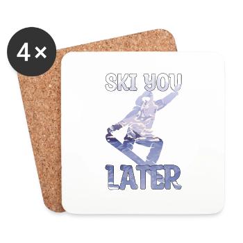 Snowboard Snowboarder Spruch Ski Geschenk - Untersetzer (4er-Set) - Weiß - Vorne