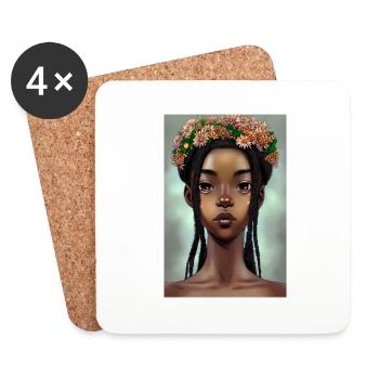 Schwarze Frauen - Afroamerikaner - Blumenkrone - Untersetzer (4er-Set) - Weiß - Vorne