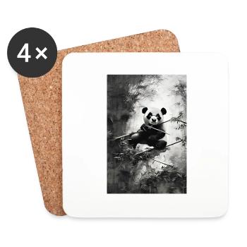 niedlicher Panda im Vintage Art Design - Untersetzer (4er-Set) - Weiß - Vorne