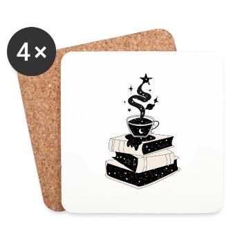 black and white space with books and coffee. - Coasters (set of 4) - white - Front