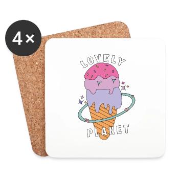 Lovely planet ice cream. - Coasters (set of 4) - white - Front