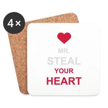 mr steal your heart - Untersetzer (4er-Set) - Weiß - Vorne