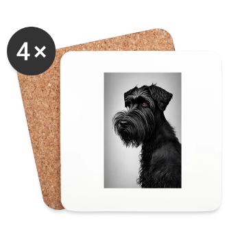 Schnauzer Hund Vintage Schwarz Weiss Design Tshirt - Untersetzer (4er-Set) - Weiß - Vorne