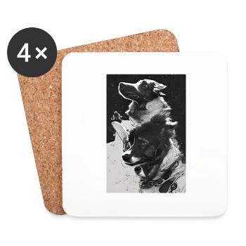 Border Collie Astronaut Space Dogs Tshirt - Coasters (set of 4) - white - Front