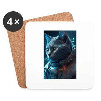 Chat dans l’espace - Dessous de verre (lot de 4) - blanc - Devant