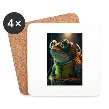 süßer Frosch Astronaut - Untersetzer (4er-Set) - Weiß - Vorne